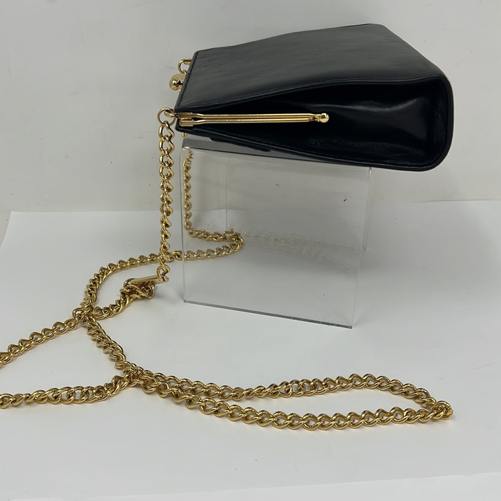 Salvatore Ferragamo Vara Bow Kisslock Black Leather Chain Crossbody Bag - Picture 8 of 15